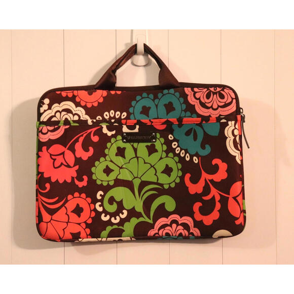 Laptop Sleeve 15" Travel Case Vera Bradley with Handles Front Pocket Zipper Top - Picture 1 of 8